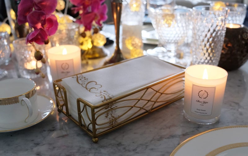 Chez JuJu Antique Gold Elegant Sturdy Guest Napkin Holder | Premium Disposable Paper Hand Towel Storage Tray Caddy | Classic Brass Vintage Bronze | Bathroom Kitchen Dining Table Wedding Party Décor - Image 2