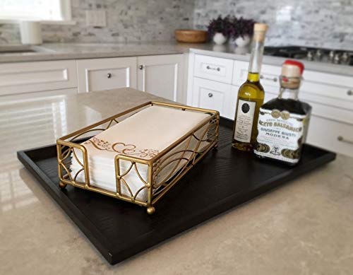 Chez JuJu Antique Gold Elegant Sturdy Guest Napkin Holder | Premium Disposable Paper Hand Towel Storage Tray Caddy | Classic Brass Vintage Bronze | Bathroom Kitchen Dining Table Wedding Party Décor - Image 4