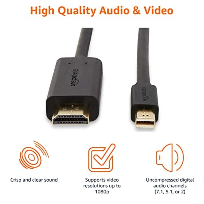 كابل Mini DisplayPort إلى HDMI لشاشات سطح المكتب، سبائك الألومنيوم، أسود، دعم 4K@60 هرتز - Image 5