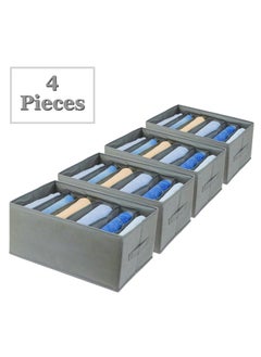 Generic 4 Pieces - Wardrobe & Drawer Clothes Organizer ( 6 Grids ) Foldable - Grey  - Image 1