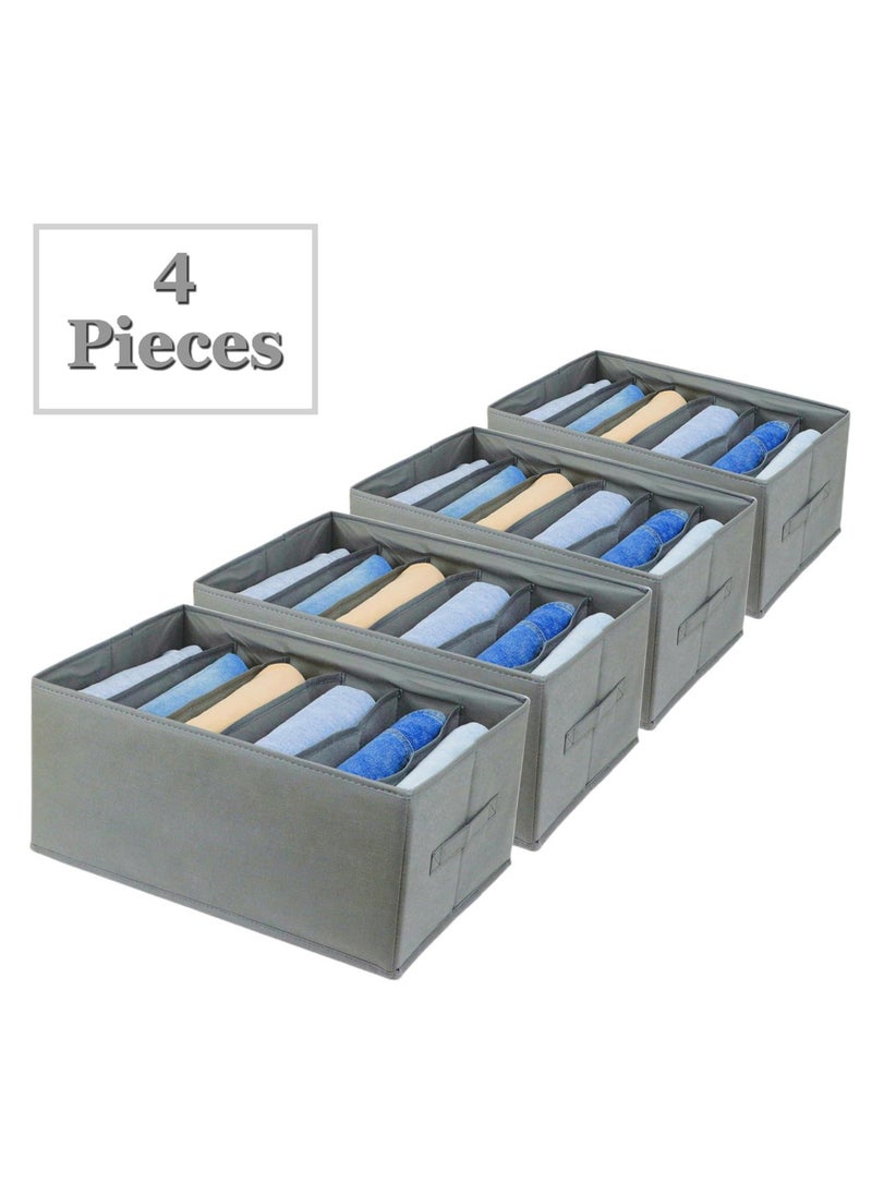 Generic - 4 Pieces - Wardrobe & Drawer Clothes Organizer ( 6 Grids ) Foldable - Grey - Image 1