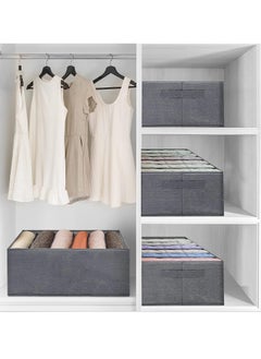 Generic 4 Pieces - Wardrobe & Drawer Clothes Organizer ( 6 Grids ) Foldable - Grey  - Image 2