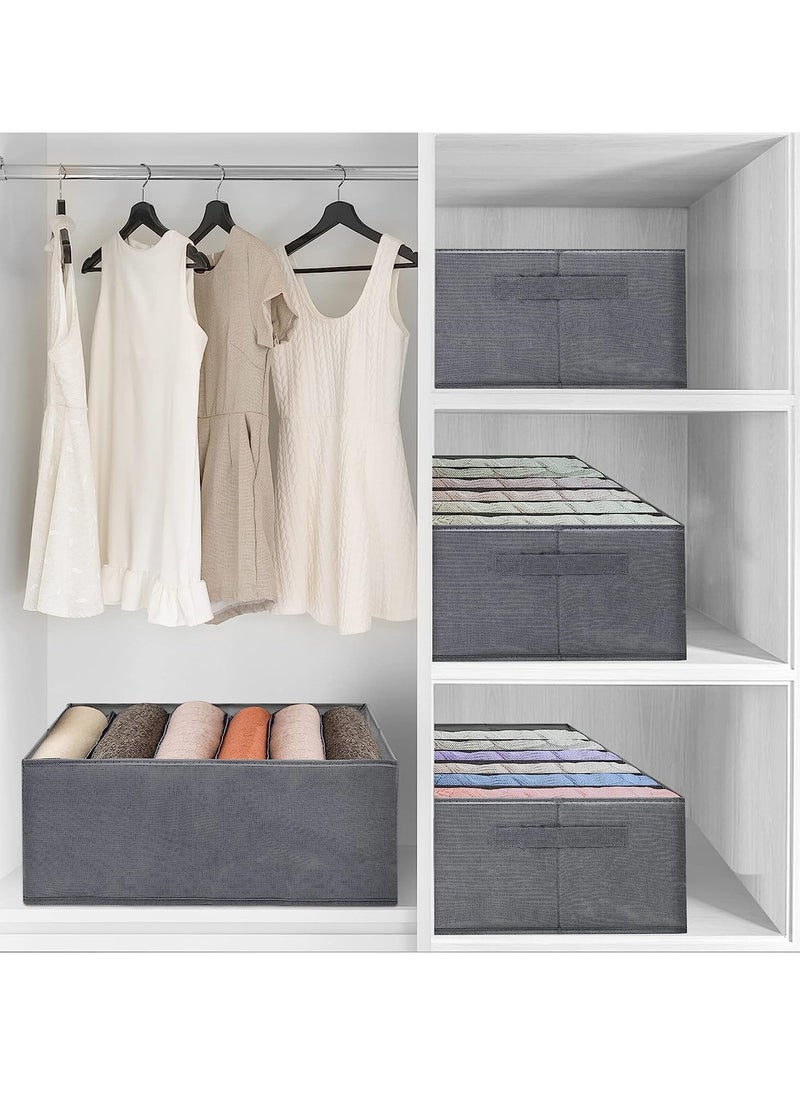 Generic - 4 Pieces - Wardrobe & Drawer Clothes Organizer ( 6 Grids ) Foldable - Grey - Image 1