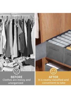 Generic 4 Pieces - Wardrobe & Drawer Clothes Organizer ( 6 Grids ) Foldable - Grey  - Image 5