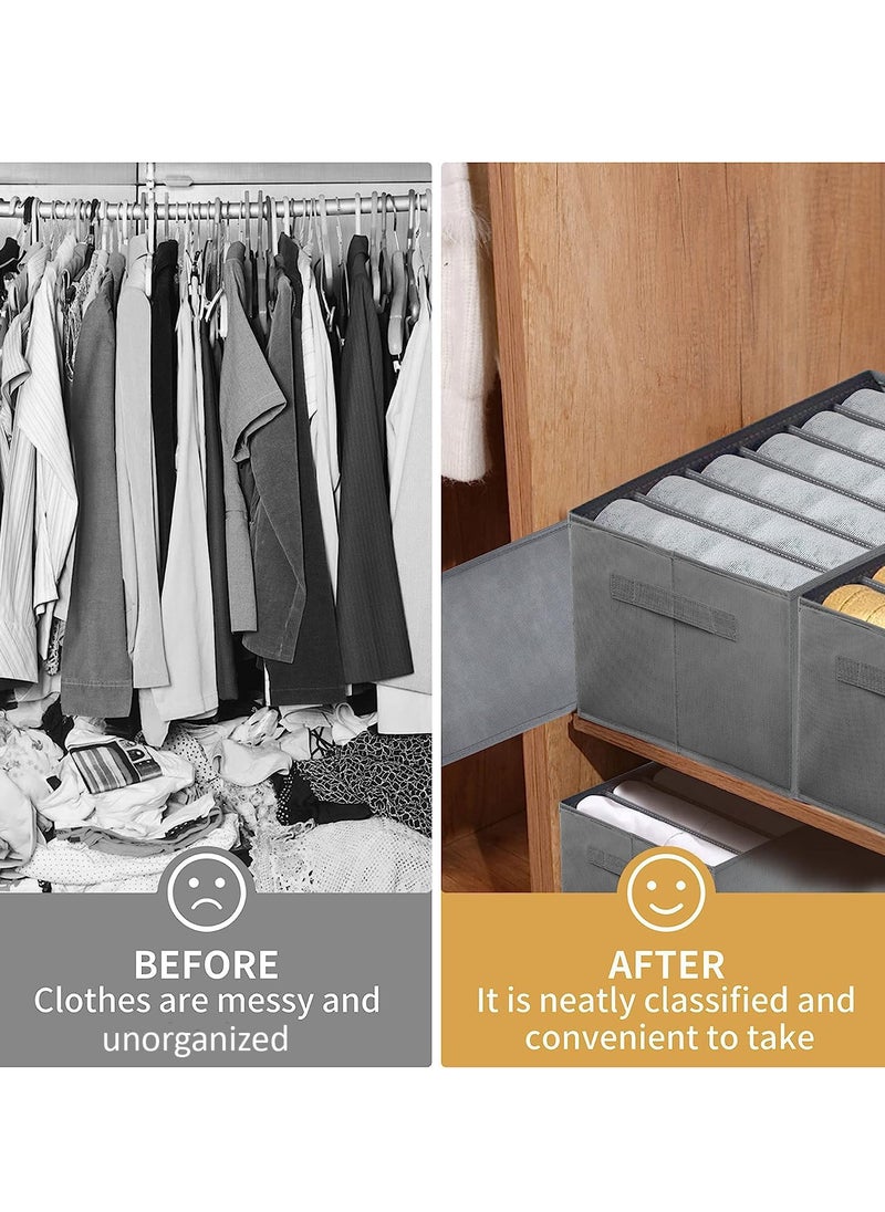 Generic - 4 Pieces - Wardrobe & Drawer Clothes Organizer ( 6 Grids ) Foldable - Grey - Image 1