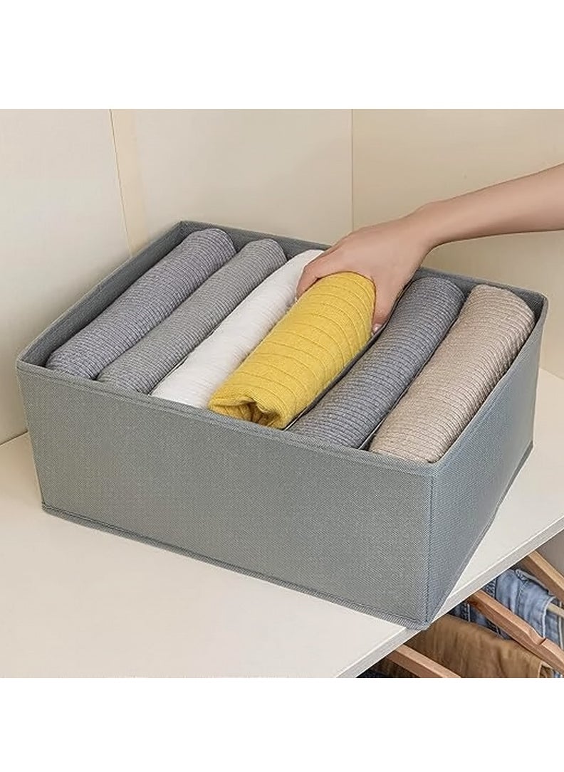 Generic - 4 Pieces - Wardrobe & Drawer Clothes Organizer ( 6 Grids ) Foldable - Grey - Image 1