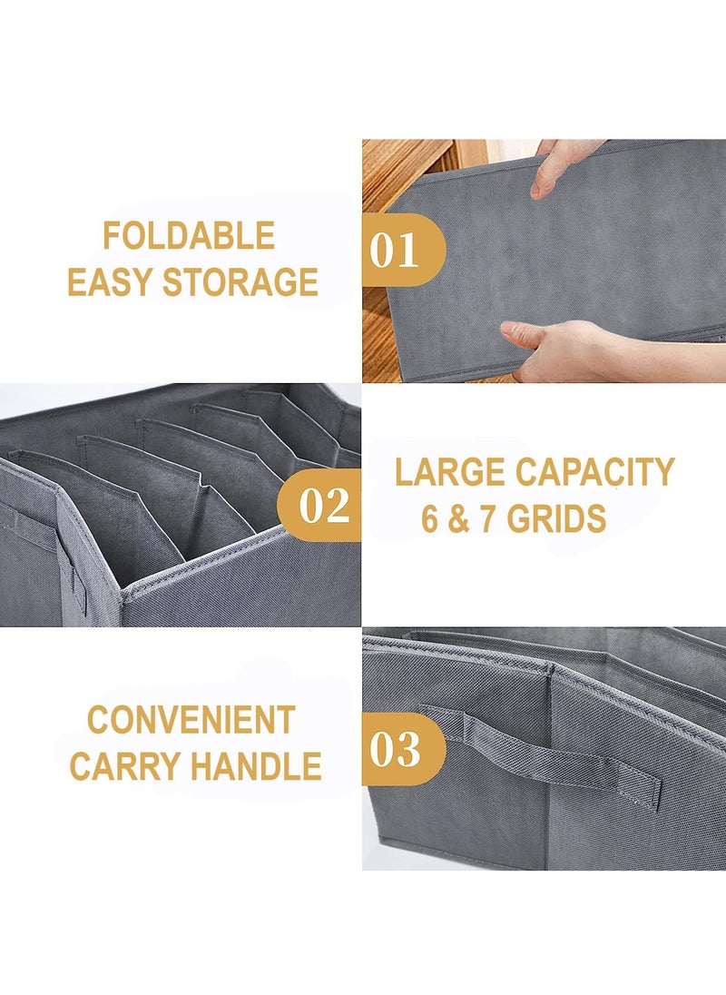 Generic - 4 Pieces - Wardrobe & Drawer Clothes Organizer ( 6 Grids ) Foldable - Grey - Image 1