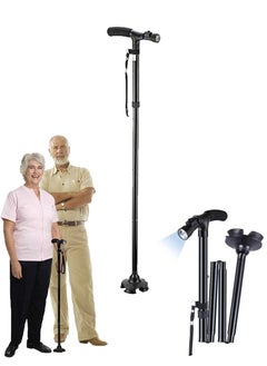 Ultimate Folding Cane with Led Light, Adjustable Safety Crutch and Walking Sticks for Elderly, Injured, Best Hiking Poles And Camping Stick With Flashlight, Foldable Safety Stick And Flashlight A Perfect Combo  - Image 1