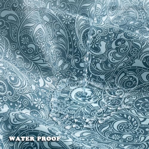 DEARARTBath Cyan Blue Shower Curtain Liner Quick Dry 78W 72H inch Cloth Shower Curtain with Grommet and Hooks Water Resistant Waterproof Washable Flower Patterm - Image 3