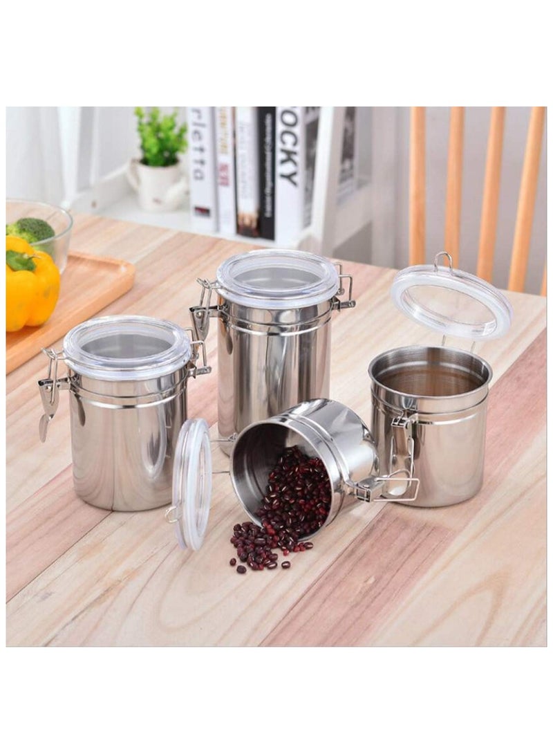 Stainless Steel Canister Set with Transparent Lid and Clamp - 4-Pieces - Image 3