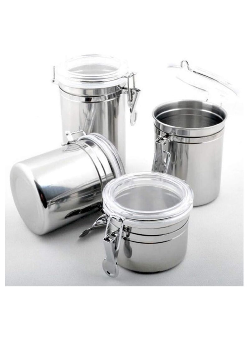 Stainless Steel Canister Set with Transparent Lid and Clamp - 4-Pieces - Image 5
