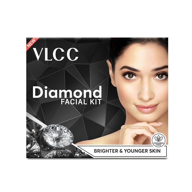 VLCC VLCC Diamond Facial Kit 60g Skin Purifying with Parlour Glow Improves Skin Elasticity Brightens and Helps Lighten Patchy Damaged Skin with Colloidal Diamond Aloe Vera Jojoba Olive Oil  - Image 1