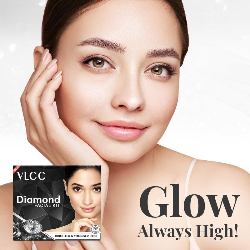 VLCC VLCC Diamond Facial Kit 60g Skin Purifying with Parlour Glow Improves Skin Elasticity Brightens and Helps Lighten Patchy Damaged Skin with Colloidal Diamond Aloe Vera Jojoba Olive Oil  - Image 4