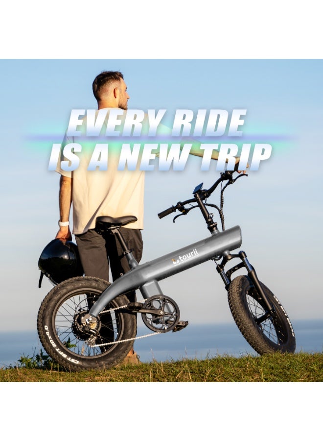 Tourii Q3 Electric Mountain Off-Road Bike, 48V 13Ah Removable Battery, 750W Brushless Motor, 20"×4.0" Fat Tires, Shimano 7-Speed, Front & Rear Disc Brakes, 45KM Electric Range, 80KM Pedal Assist - Image 5