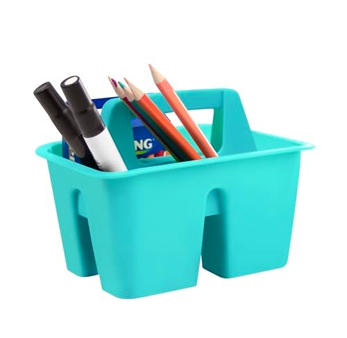Storex Mini Classroom Caddy, Multipurpose Classroom Organizer with Handle, Teal, 12-Pack (01065U12C) - Image 4