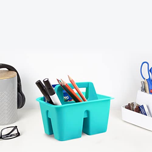 Storex Mini Classroom Caddy, Multipurpose Classroom Organizer with Handle, Teal, 12-Pack (01065U12C) - Image 3