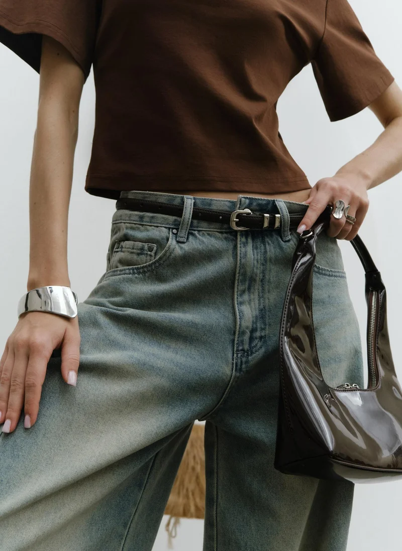 Lichi  Slim leather belt with metal decorations for Women | Best Price UAE