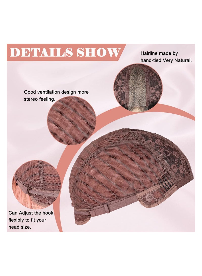 Estelle Long Ombre Pink Wavy Wig for Women 26 Inch Middle Part Curly Wavy Wig Natural Looking Synthetic Heat Resistant Fiber Wig for Daily Party Use (Ombre Pink) - Image 5