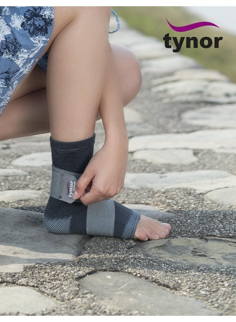 TYNOR Ankle Binder | Adjustable Compression for Pain Relief & Joint Support, Sprains & Strains | Sports & Recovery, Breathable and Comfortable Fit for Men & Women|Large| Grey | 1 Unit - Image 2