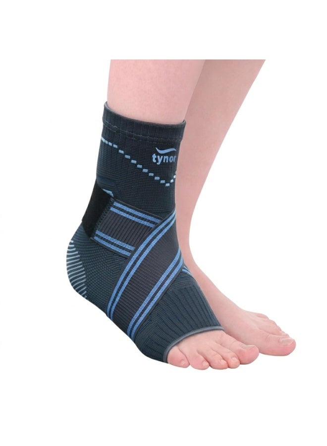 TYNOR Ankle Binder | Adjustable Compression for Pain Relief & Joint Support, Sprains & Strains | Sports & Recovery, Breathable and Comfortable Fit for Men & Women|Large| Grey | 1 Unit - Image 1