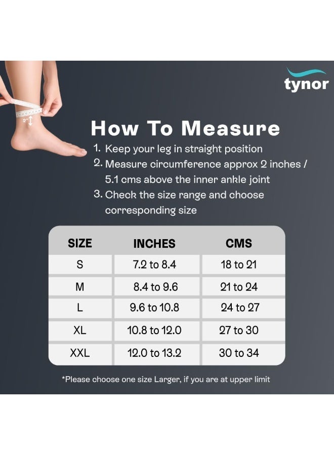 TYNOR Ankle Binder | Adjustable Compression for Pain Relief & Joint Support, Sprains & Strains | Sports & Recovery, Breathable and Comfortable Fit for Men & Women|Large| Grey | 1 Unit - Image 3