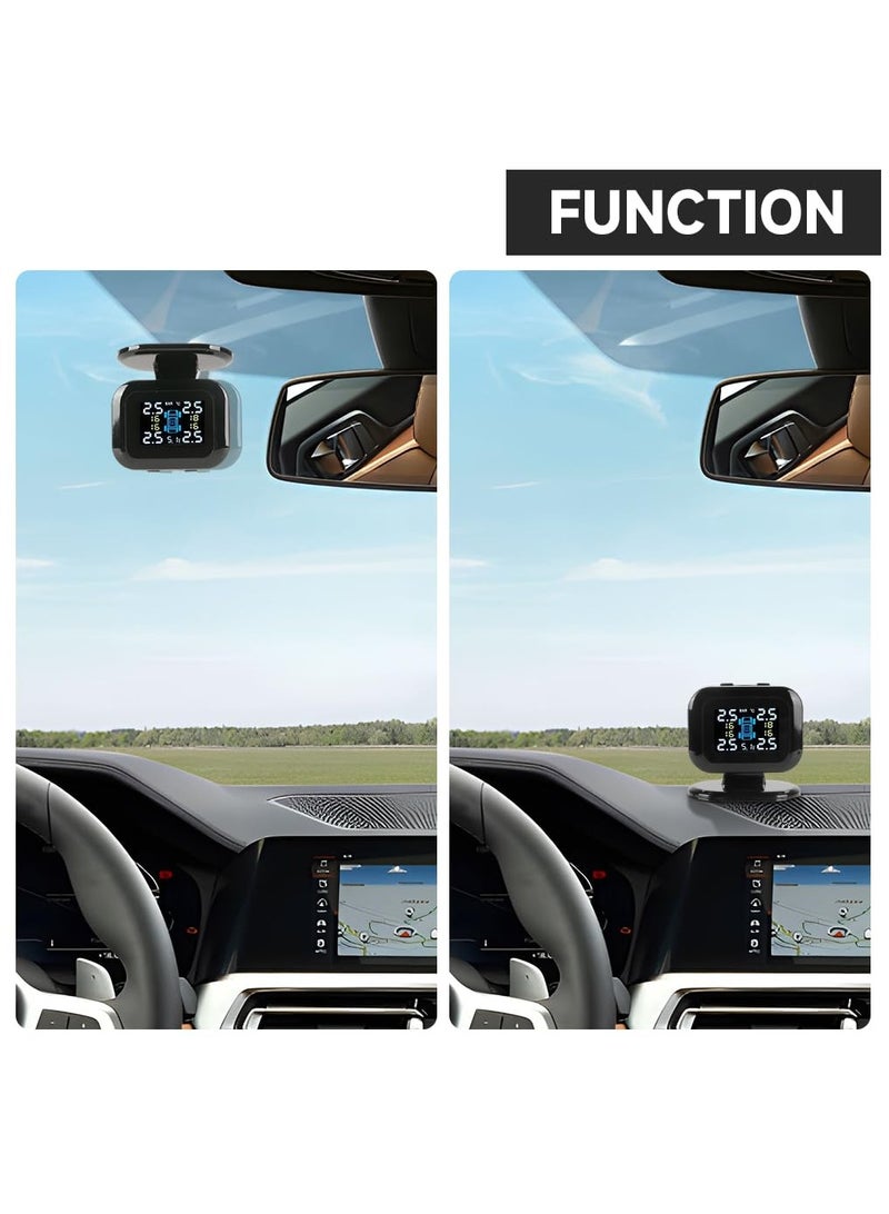 Tire Pressure Monitoring System, TPMS USB Charger Monitor with 4 Sensors & 5 Alarm Modes, Colorful LCD Display, Real-time Monitoring Pressure and Temperature, Easy to Install, Ideal for RV SUV MPV