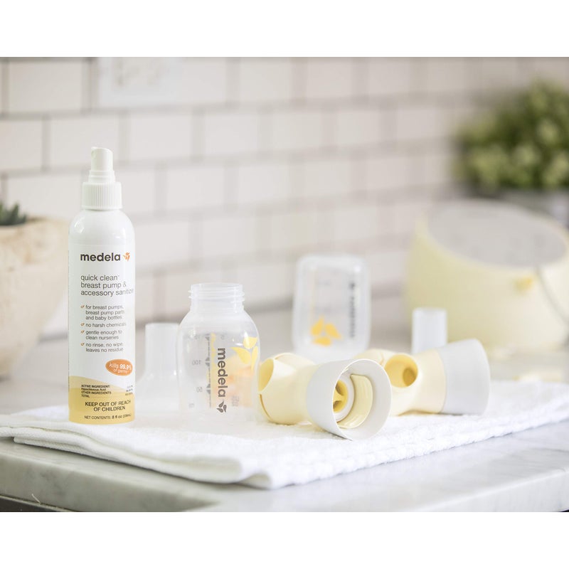 Medela بخاخ تعقيم مضخة الثدي وإكسسواراتها من ميديلا - آمن بدون شطف - معقم مضخة الثدي يقضي على 99.9% من البكتيريا والجراثيم الشائعة - 8 أونصات سائلة، شفاف - Image 5