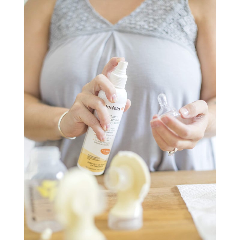 Medela بخاخ تعقيم مضخة الثدي وإكسسواراتها من ميديلا - آمن بدون شطف - معقم مضخة الثدي يقضي على 99.9% من البكتيريا والجراثيم الشائعة - 8 أونصات سائلة، شفاف - Image 3