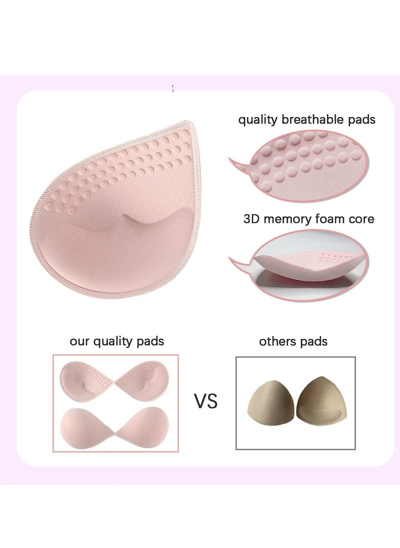 KASTWAVE 4 Pairs of Bra Cushion Inserts, Breathable Anti-walking Bra Inserts Removable Latex Bra Inserts for Women's Sports Cup Bra or Swimsuit Bikini Inserts (Green, Black, Pink, Apricot, XL)  - Image 3