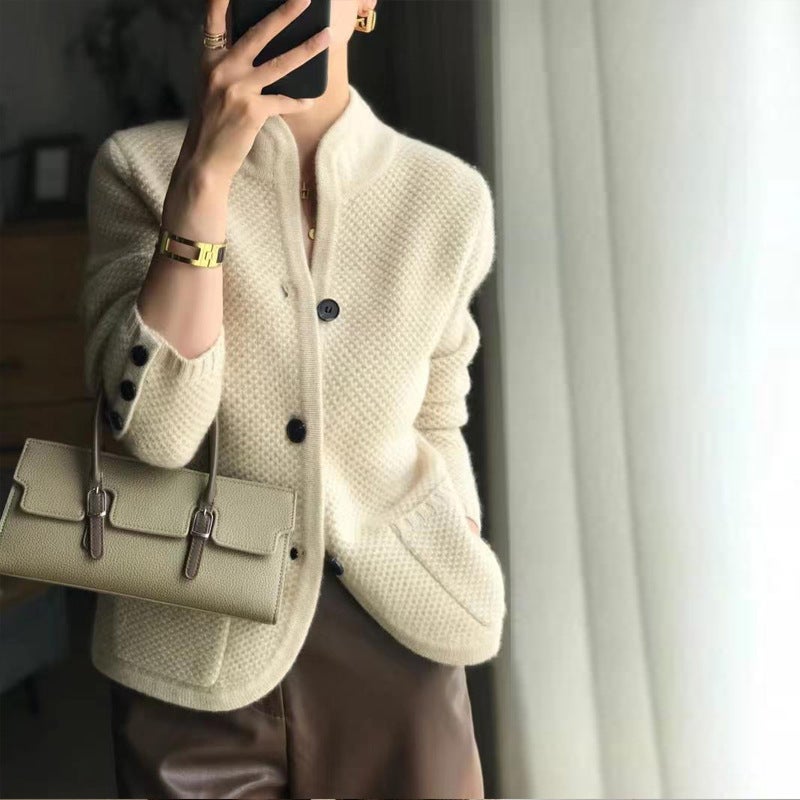 New Arrival Autumn/Winter Solid Color Korean Style Womens Half Polo/Turtle Neck Jacket Loose Fit Thickened Sweater Knitted Top  Camel  - Image 3