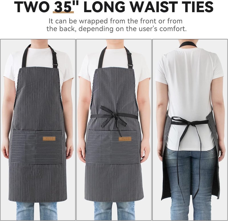 NLUS 2 Pack Kitchen Cooking Aprons, Adjustable Bib Soft Chef Apron with 2 Pockets for Men Women - Image 5