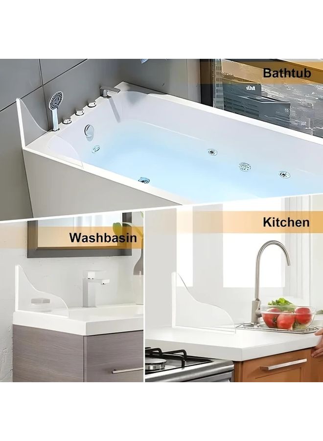 Pair Of Clear Splash Guards Heavy Duty Transparent Bathtub And Sink Splash Guard Curved Design Anti Splash Barrier For Shower Bathroom Safety Easy Installation With Adhesive Strips No Tools Needed Durable Acrylic Material - Image 2