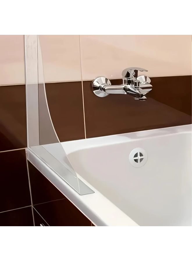 Pair Of Clear Splash Guards Heavy Duty Transparent Bathtub And Sink Splash Guard Curved Design Anti Splash Barrier For Shower Bathroom Safety Easy Installation With Adhesive Strips No Tools Needed Durable Acrylic Material - Image 4