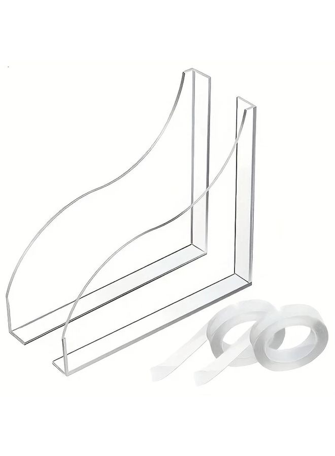 Pair Of Clear Splash Guards Heavy Duty Transparent Bathtub And Sink Splash Guard Curved Design Anti Splash Barrier For Shower Bathroom Safety Easy Installation With Adhesive Strips No Tools Needed Durable Acrylic Material - Image 1