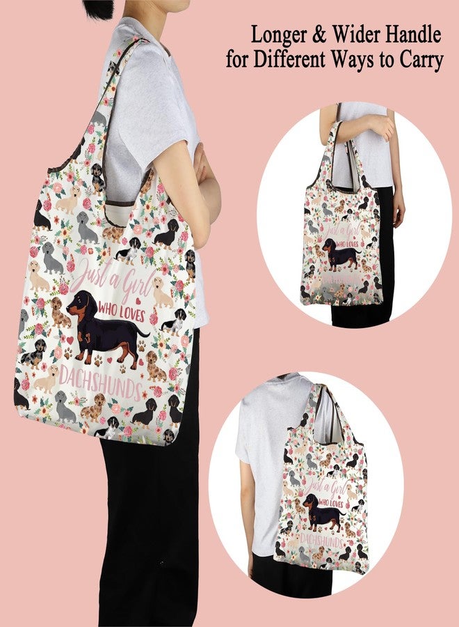 MBMSO Dachshund Gifts for Dog Lovers Foldable Reusable Grocery Bags Wiener Dog Gifts for Dachshund Mom Portable Shopping Bag (Dachshund F-Bag) - Image 3