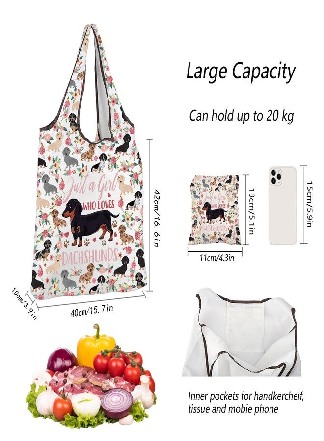 MBMSO Dachshund Gifts for Dog Lovers Foldable Reusable Grocery Bags Wiener Dog Gifts for Dachshund Mom Portable Shopping Bag (Dachshund F-Bag) - Image 2