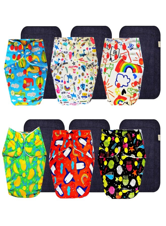 Dumbledo Premium Cloth Diaper with Black Insert (Pack of 6) | Hypoallergenic | 6-Layer Absorbent Pad | Travel Friendly | Perfect for Indian Summers | 3 Months - 3 Years | Unisex Baby - Image 1