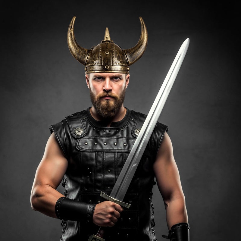 Farochy Viking Helmet with Horns for Adult, Medieval Viking Costume Viking Accessories Plastic Viking Hat for Halloween Cosplay (Bronze) - Image 3