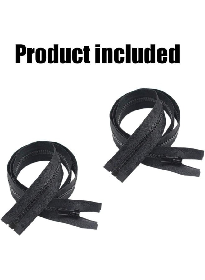 2PCS #5 19 Inch Separating Jacket Zippers for Sewing Coats Jacket Zipper Black Molded Plastic Zippers Bulk (19" 2pc) - Image 2