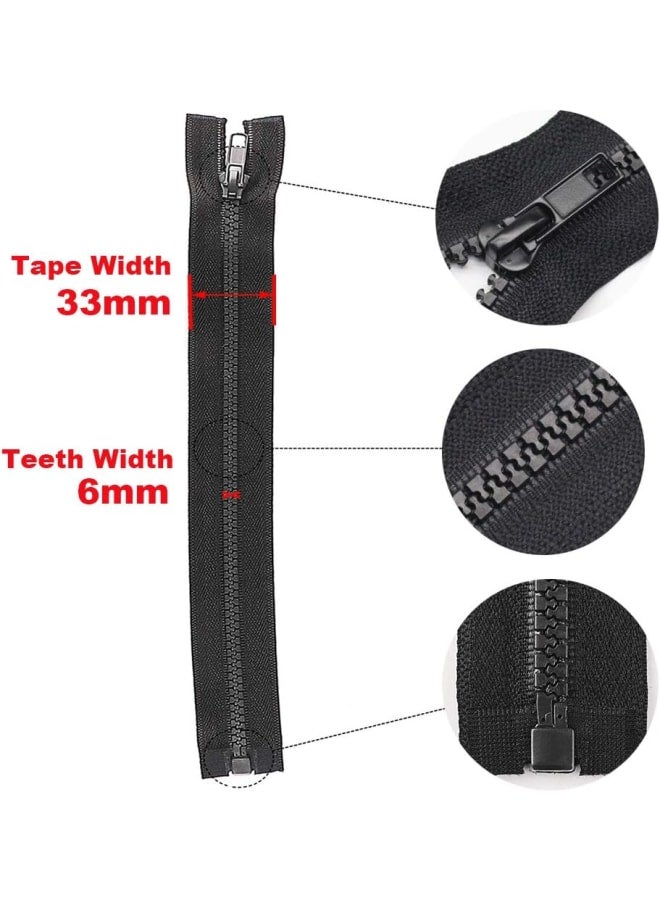 2PCS #5 19 Inch Separating Jacket Zippers for Sewing Coats Jacket Zipper Black Molded Plastic Zippers Bulk (19" 2pc) - Image 3