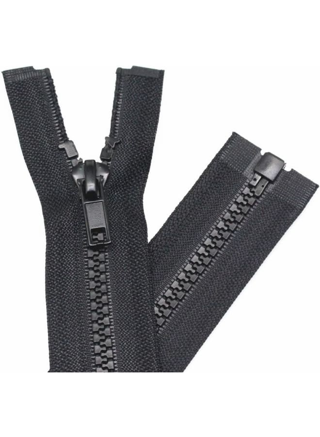 2PCS #5 19 Inch Separating Jacket Zippers for Sewing Coats Jacket Zipper Black Molded Plastic Zippers Bulk (19" 2pc) - Image 1