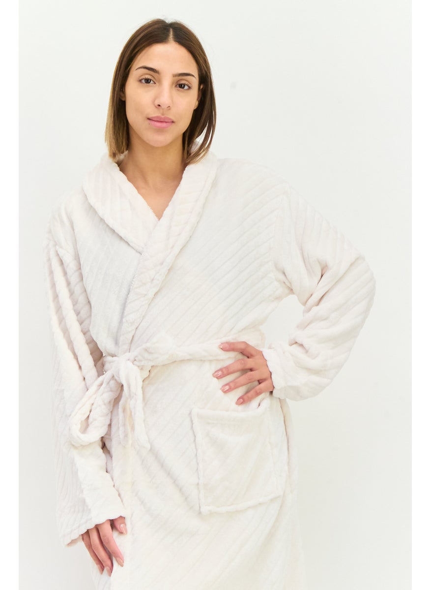 Kathy Ireland Women Fleece Belted Bath Robe, Grey  - Image 2