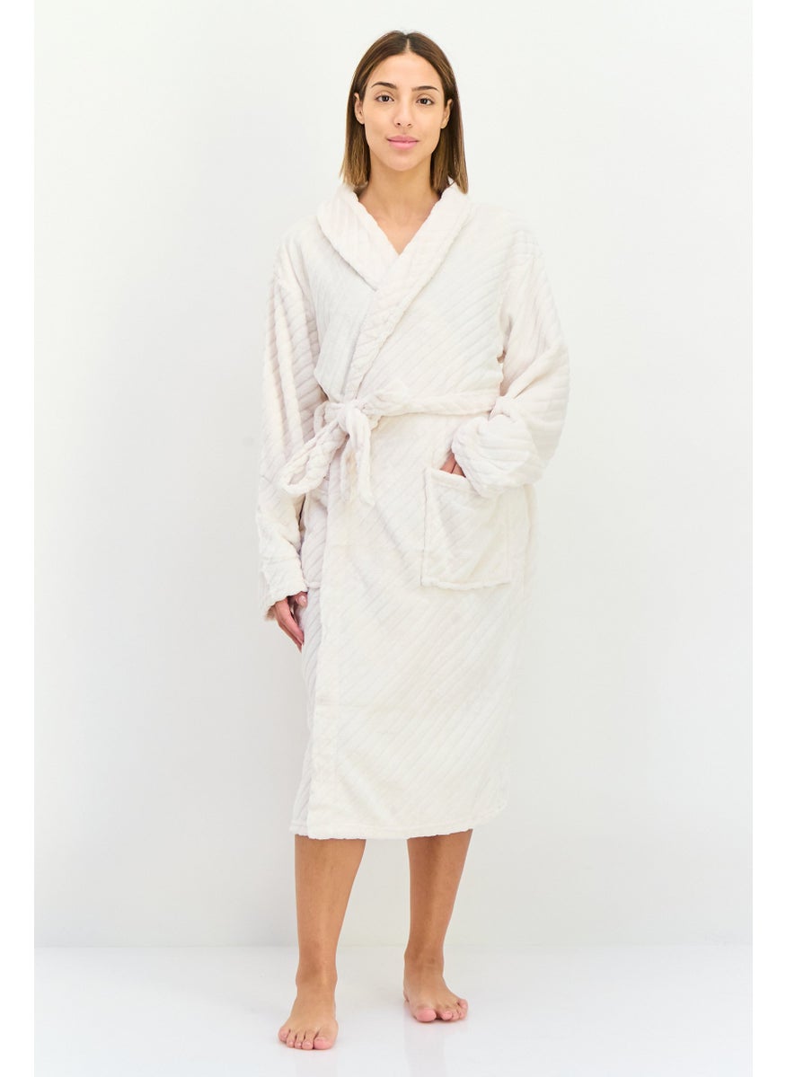 Kathy Ireland Women Fleece Belted Bath Robe, Grey  - Image 1