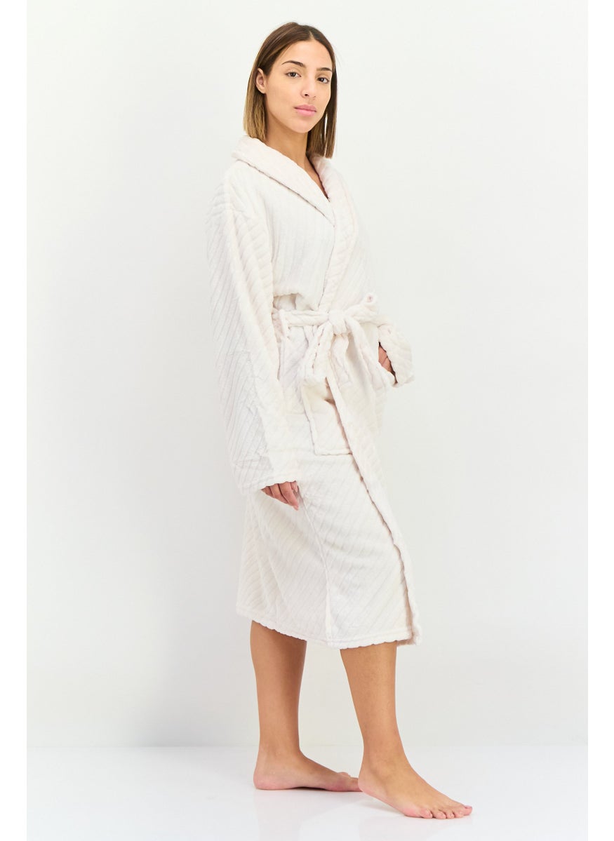 Kathy Ireland Women Fleece Belted Bath Robe, Grey  - Image 3