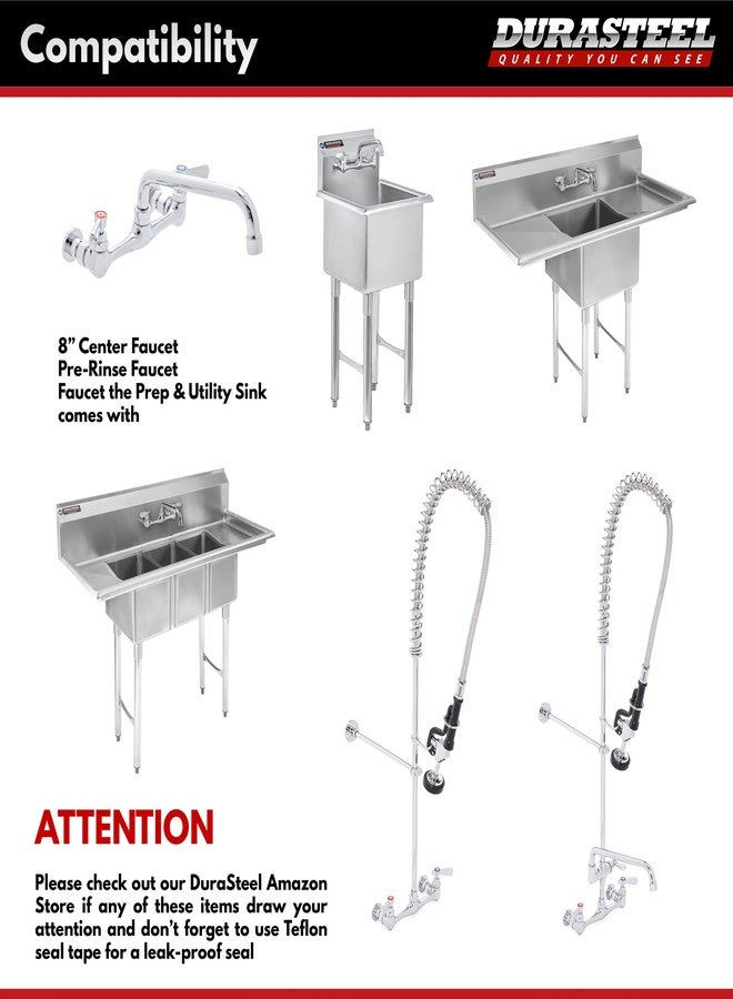 DuraSteel Wall Mount Faucet Installation Kit - Commercial Kitchen Faucet Mounting Adapter Set for 1/2-inch IPS Female Inlet - Space Saving Backsplash Kit - Image 4