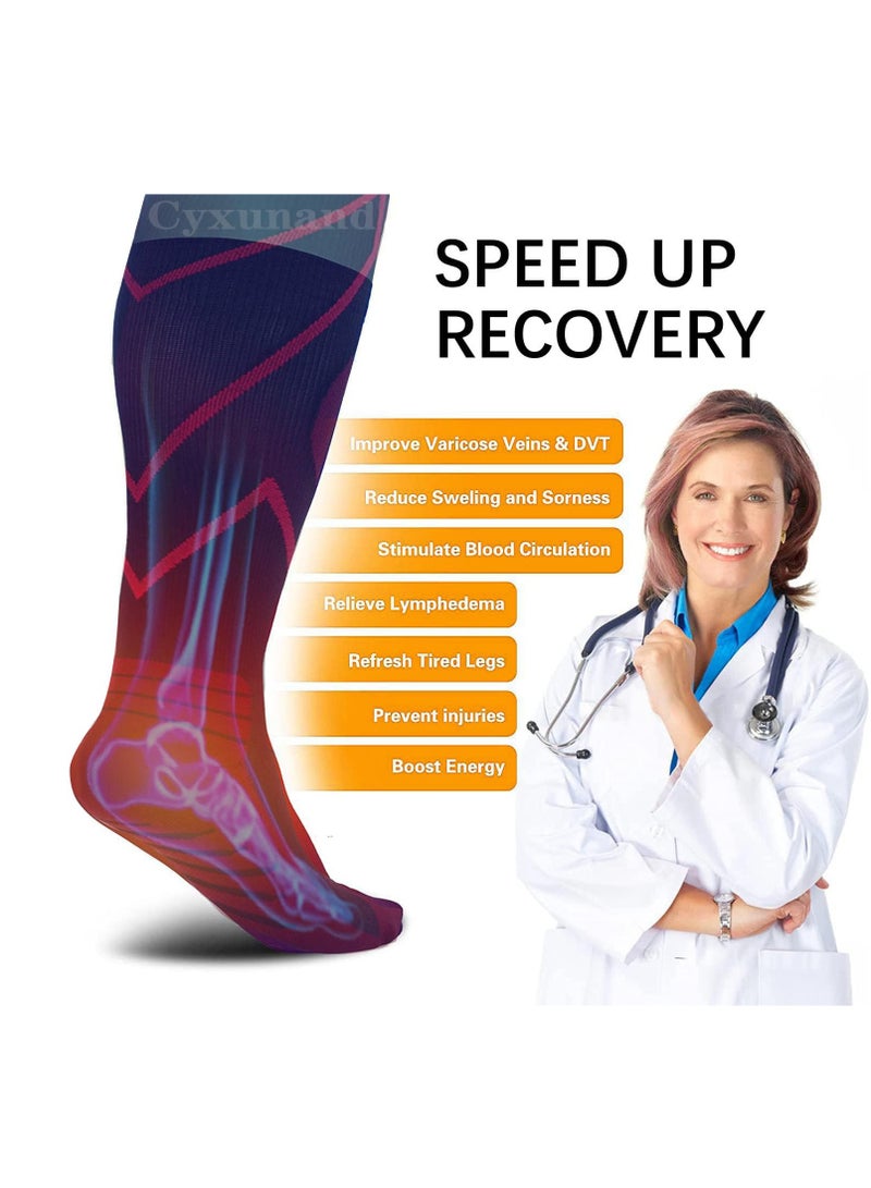 SYOSI Compression Socks, 2 Pairs Knee High Compression Socks, Running Compression Stockings, 20-30 mmHg for Women & Men, for Nurse Pregnancy Medical Running Sports Travel L/XL  - Image 5