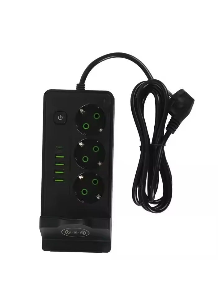 Joint & connector With Wireless Charging Smart Plug +3 AC Port+ 4 USB +Type-C - Image 2