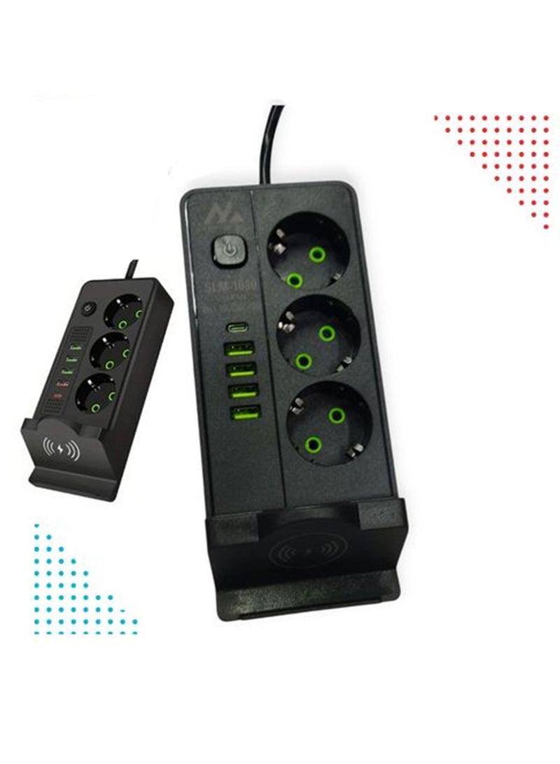 Joint & connector With Wireless Charging Smart Plug +3 AC Port+ 4 USB +Type-C - Image 1