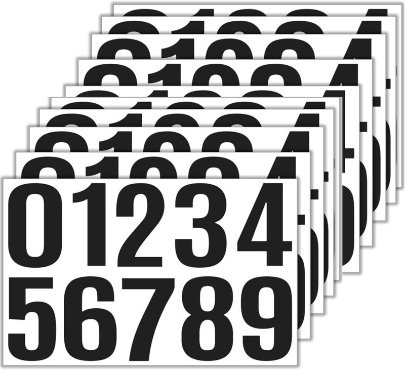 10 Sheets Mailbox Number stickers 4 Inch Waterproof Vinyl Large Decals Self Adhesive House numbers for Signs Cars Doors Business Address number (Black)