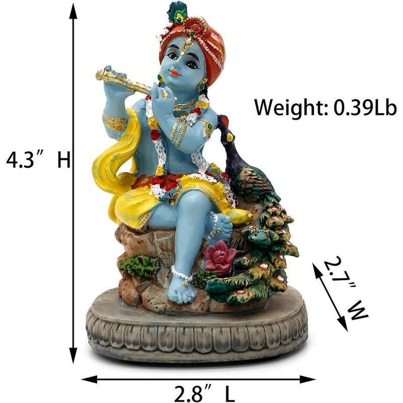 Hindu God Lord Krishna Statue 4.3" H Indian Murti Idol Krishna Sculpture India Wedding Baby Shower Return Gift Diwali Gifts Home Office Mandir Temple Puja Gifts Murti Pooja Item - Image 5